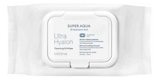 

Очищающие салфетки для лица на масляной основе Super Agua Ultra Hyalron Cleansing Oil Wipes 30шт