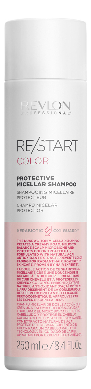 Мицеллярный шампунь для окрашенных волос Restart Color Protective Micellar Shampoo: Шампунь 250мл revlon professional restart color protective micellar shampoo мицеллярный шампунь для окрашенных волос 250 мл