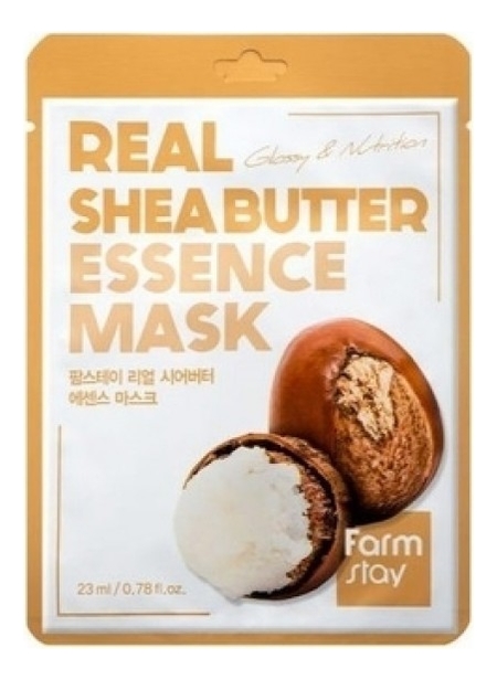 Купить Тканевая маска для лица с маслом ши Real Shea Butter Essence Mask 23мл: Маска 5шт, Farm Stay