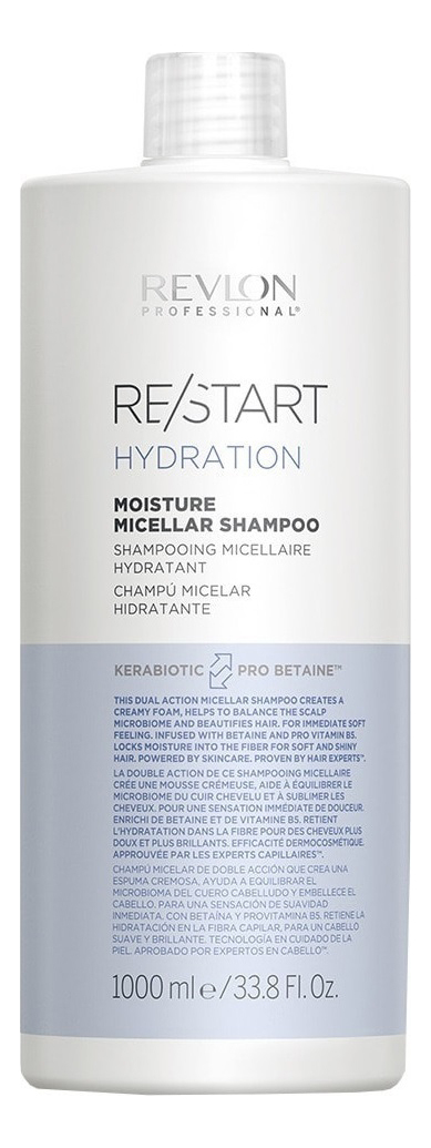 Купить Мицеллярный шампунь для нормальных и сухих волос Restart Hydration Moisture Micellar Shampoo: Шампунь 1000мл, Revlon Professional