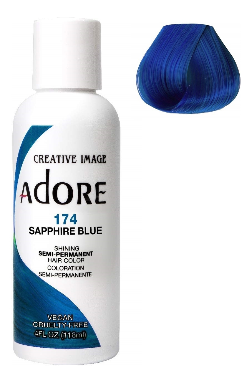 

Краска для волос Adore Hair Color 118мл: 174 Sapphire Blue, Краска для волос Adore Hair Color 118мл