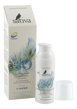 Sativa Ночной крем-флюид для чувствительной легко краснеющей кожи лица Help! Redness Relief Night Cream No30 50мл
