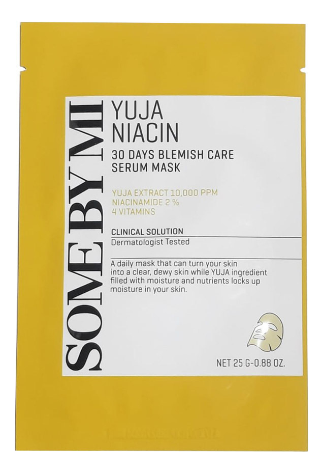 somebymi yuja niacin 30 days blemish care serum mask pack Тканевая маска для лица с экстрактом юдзу Yuja Niacin Blemish Care Serum Mask 25г