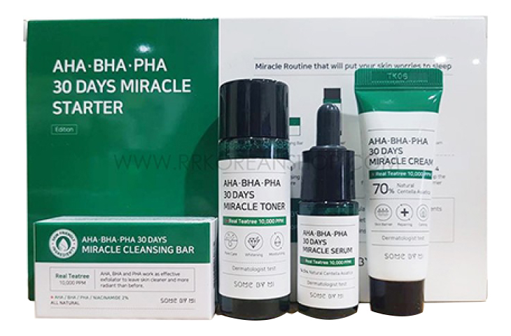 

Набор для лица AHA-BHA-PHA 30 Days Miracle Starter (мыло 30г + тоник 30мл + сыворотка 10мл + крем 20г)