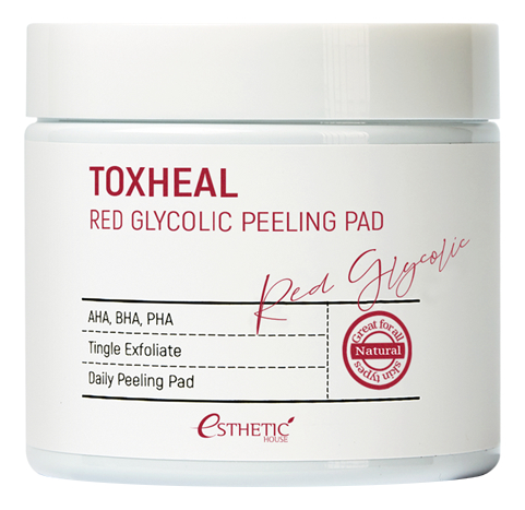 Очищающие пэды для лица с гликолевой кислотой Toxheal Red Glycolic Peeling Pad 100шт