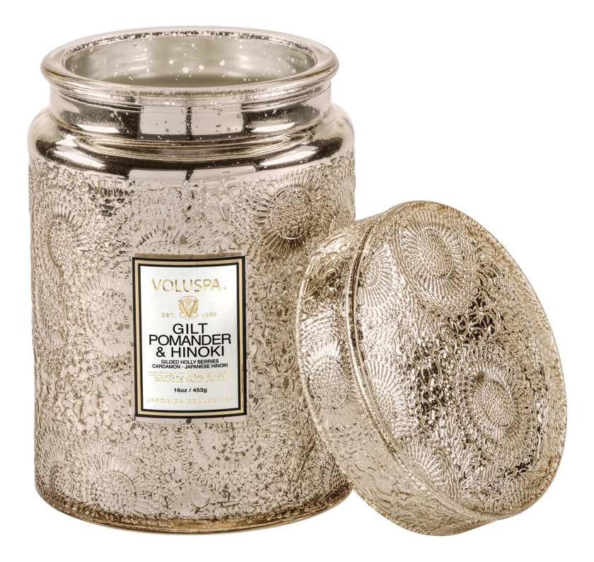 

Ароматическая свеча Gilt Pomander Hinoki (позолоченый помандер и японский кипарис Хиноки): свеча в подарочной коробке 453г, Ароматическая свеча Gilt Pomander Hinoki (позолоченый помандер и японский кипарис Хиноки)
