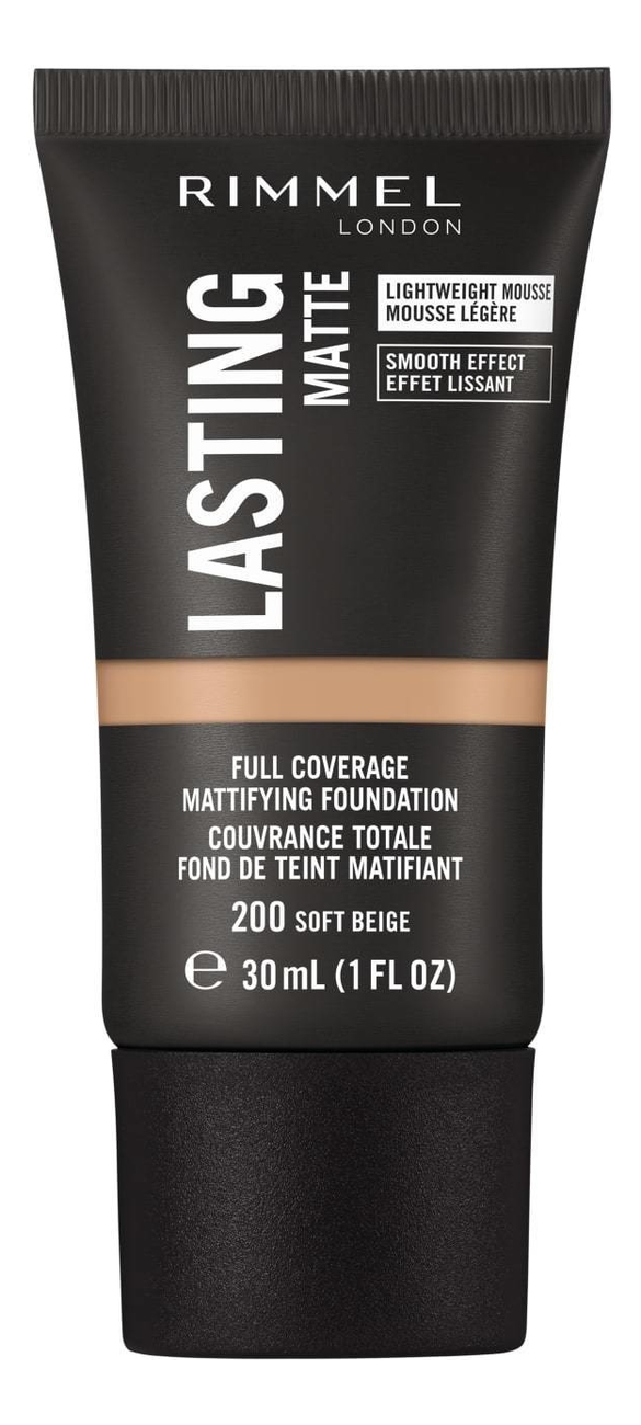 

Матовый тональный крем Lasting Matte Full Coverage Mattifying Foundation 30мл: 200 Soft Beige, Матовый тональный крем Lasting Matte Full Coverage Mattifying Foundation 30мл
