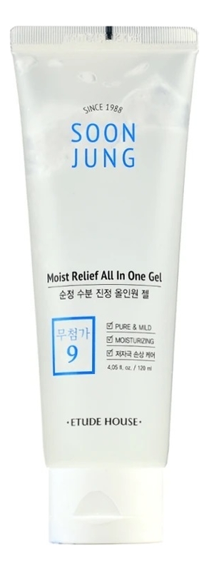 

Увлажняющий гель с пантенолом для чувствительной кожи лица Soon Jung Moist Relief All In One Gel 120мл