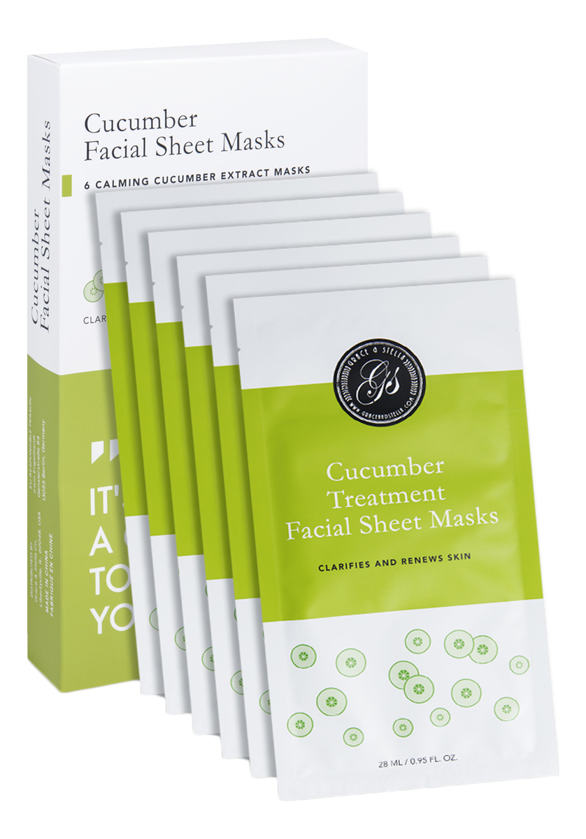 

Тканевая маска для лица с экстрактом огурца Cucumber Treatment Facial Sheet Mask 6шт