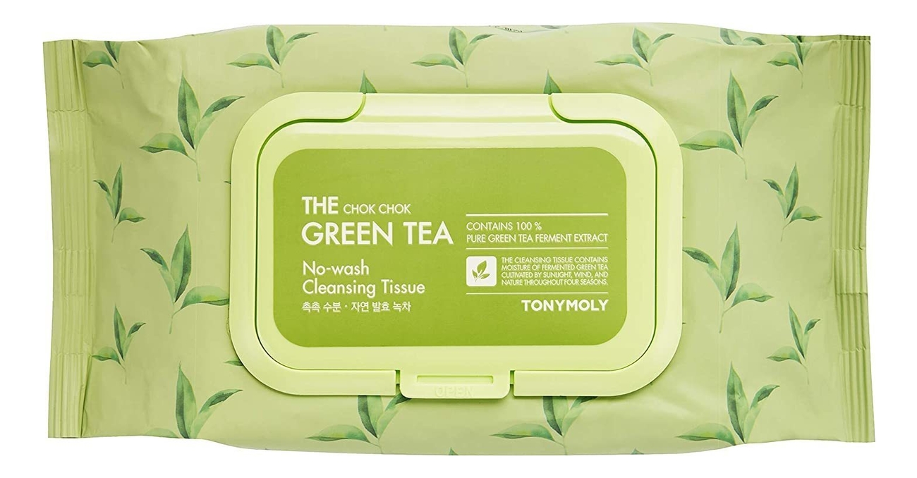 tony moly салфетки для снятия макияжа с экстрактом зеленого чая the chok chok green tea no wash cleansing tissue 100 шт Салфетки для снятия макияжа с экстрактом зеленого чая The Chok Chok Green Tea No-Wash Cleansing Tissue 100шт
