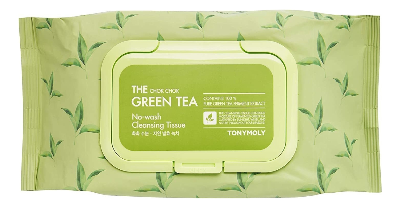 Салфетки для снятия макияжа с экстрактом зеленого чая The Chok Chok Green Tea No-Wash Cleansing Tissue 100шт мицеллярная вода для снятия макияжа с экстрактом зеленого чая tony moly the chok chok green tea no wash cleansing water 500 мл