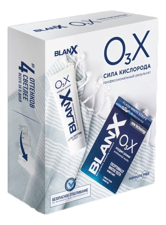 Набор Сила кислорода (зубная паста Professional Toothpaste O3X 75мл + полоски для отбеливания зубов Flash White Strips O3X 10шт)