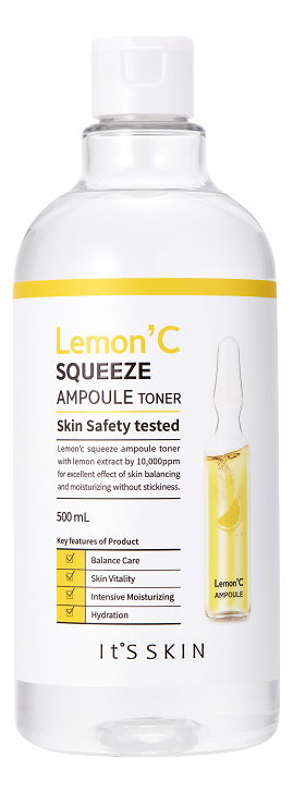 Тонер для лица с экстрактом лимона Lemon' C Squeeze Ampoule Toner 500мл it s skin тонер с экстрактом лимона lemon c squeeze ampoule 500 мл