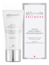 Skincode Клеточный увлажняющий и матирующий тонирующий крем для лица Exclusive Cellular Protect & Perfect Tinted Moisturizer SPF15 30мл