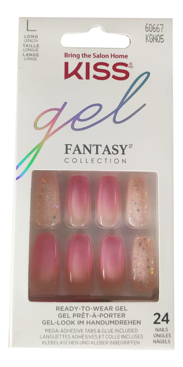 Накладные ногти Невинный флирт Gel Fantasy KGN05C 24шт (с клеем, максимальной длины)