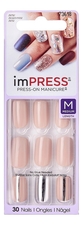 Kiss Накладные ногти Безмятежность Impress Press-On Manicure BIPAM018C 30шт (длина средняя)