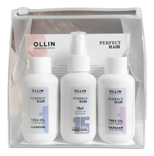 OLLIN Professional Набор для волос Perfect Hair 3*100мл (несмываемый крем-спрей 15 в 1 Leave-In Cream Spray + бальзам Tres Oil Balm + шампунь Tres Oil Shampoo)