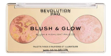 Revolution PRO Палетка для макияжа 3 в 1 Blush & Glow 8,4г