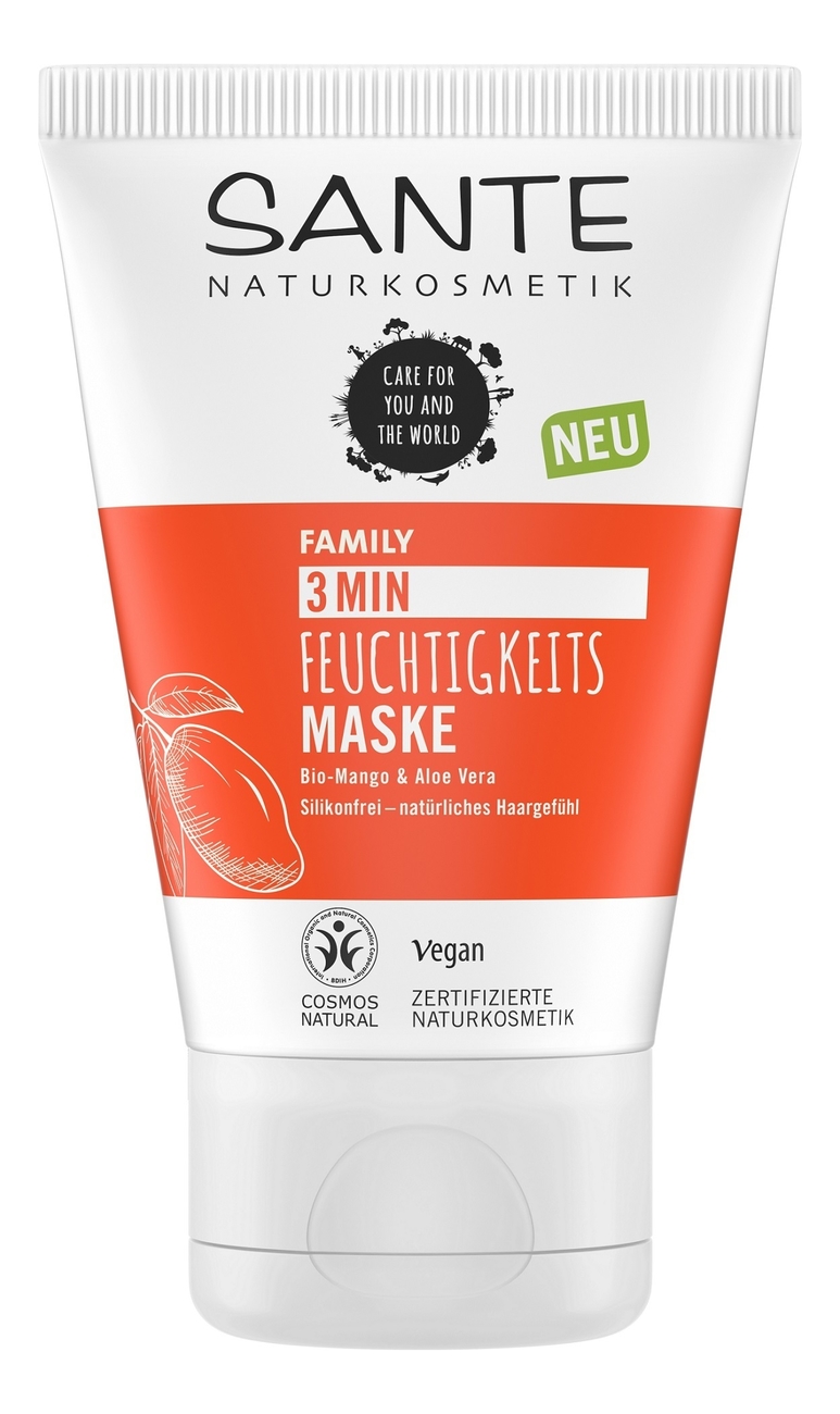 Увлажняющая экспресс-маска для волос Family 3 Min Feuchtigkeits Maske Bio-Mango & Aloe Vera 100мл