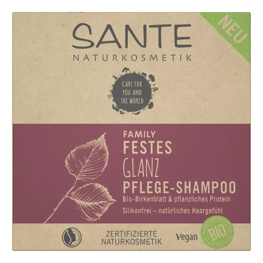 

Питательный твердый шампунь для блеска волос Family Flester Glanz Pflege-Shampoo Bio-Birkenblatt & Pflanzliches Protein 60г