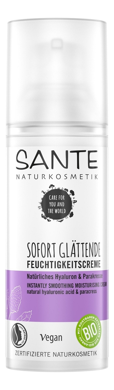 

Разглаживающий увлажняющий крем для лица Sofort Glattende Feuchtigkeitscreme Naturliches Hyaluron & Parakresse 50мл