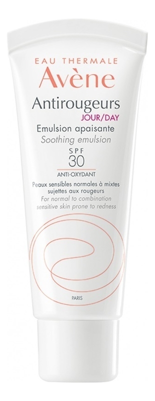 эмульсия для лица дневная увлажняющая spf30 antirougeurs avene авен 40мл Дневная увлажняющая эмульсия для лица Antirougeurs Jour Emulsion Apaisante SPF30 40мл