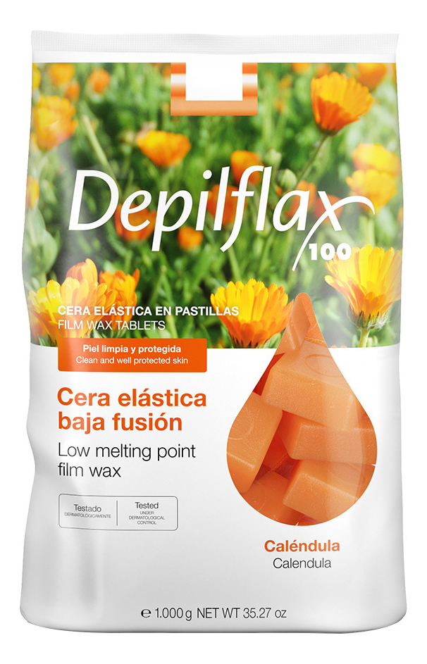 Купить Пленочный воск для депиляции с экстрактом календулы Calendula Film Wax: Воск 1000г, Depilflax