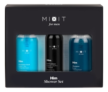 MIXIT Набор для мужчин Him Shower Set (гель д/душа 250мл + очищающий гель-эксфолиант 150мл + шампунь для волос 250мл)