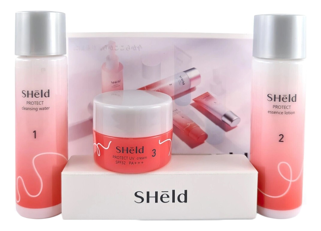 

Набор для лица Sheld Protect (мицеллярная вода Cleansing Water 18мл + лосьон-эссенция Essence Lotion 18мл + дневной крем UV Cream SPF32 PA+++ 8г)