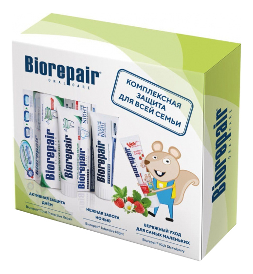 

Набор зубных паст Семейный (паста Total Protective Repair 75мл + паста Intensive Night 75мл + паста Kids Strawberry 50мл)