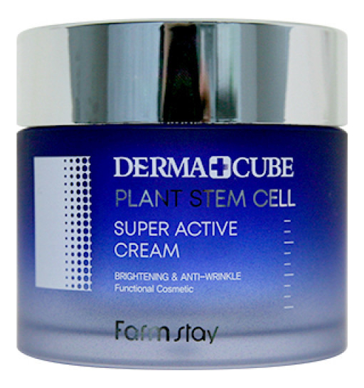 Купить Осветляющий крем для лица со стволовыми клетками растений Derma Cube Plant Stem Cell Super Active Cream 80мл, Farm Stay