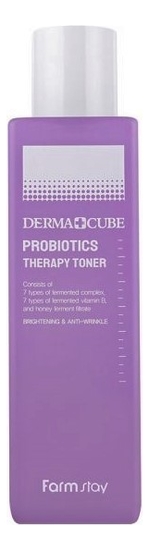 Тонер для лица с пробиотиками Derma Cube Probiotics Therapy Toner 200мл осветляющая антивозрастная эмульсия для лица с пробиотиками derma cube probiotics therapy emulsion 200мл