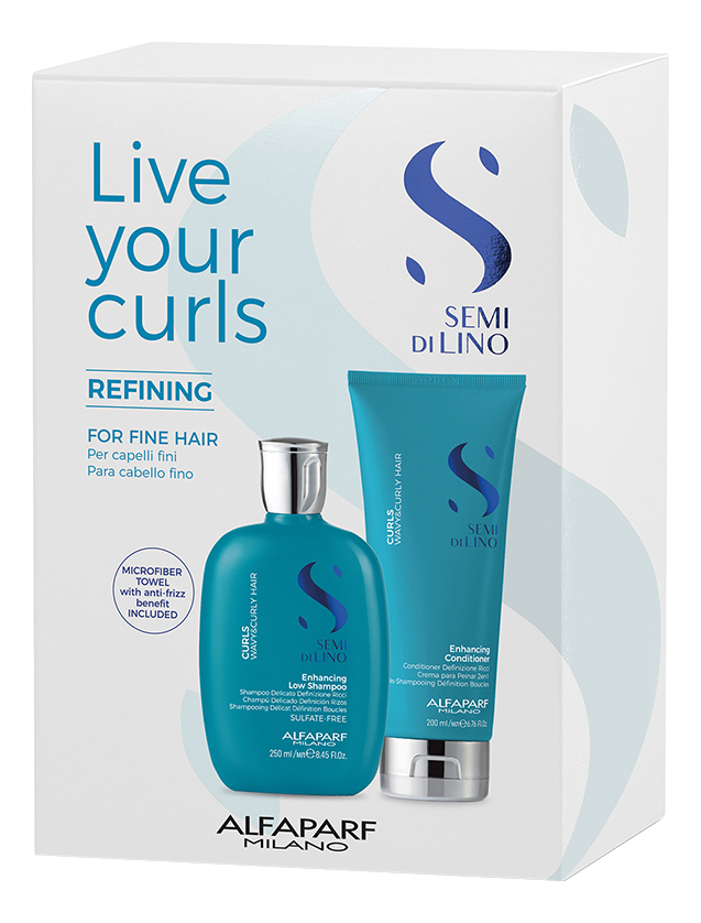 Набор для волос SDL Curly Live Your Curls Refining (кондиционер 200мл + шампунь 250мл + полотенце) набор sdl curly kit live your curls refining alfaparf mr 20769