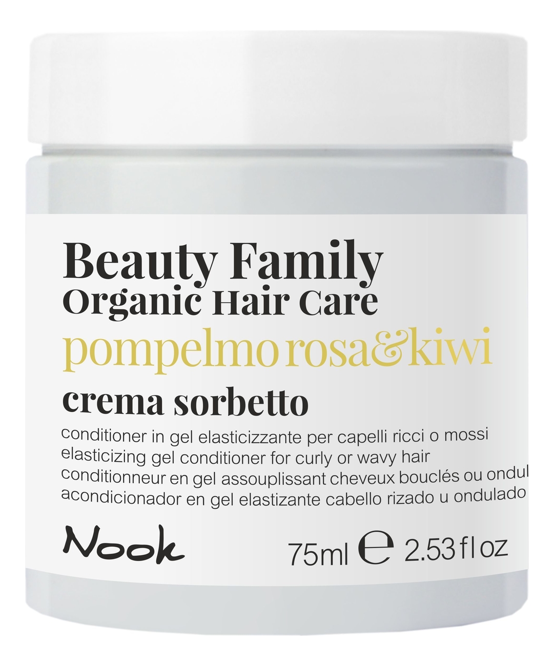 Восстанавливающий гель-кондиционер для кудрявых или волнистых волос Beauty Family Crema Sorbetto Pompelmo Rosa & Kiwi: Гель-кондиционер 75мл