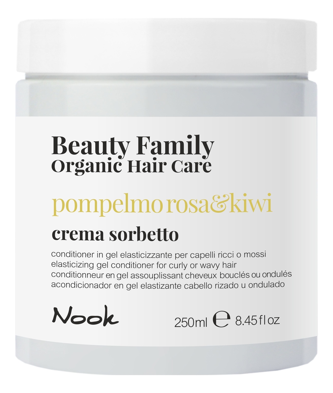 Восстанавливающий гель-кондиционер для кудрявых или волнистых волос Beauty Family Crema Sorbetto Pompelmo Rosa & Kiwi: Гель-кондиционер 250мл