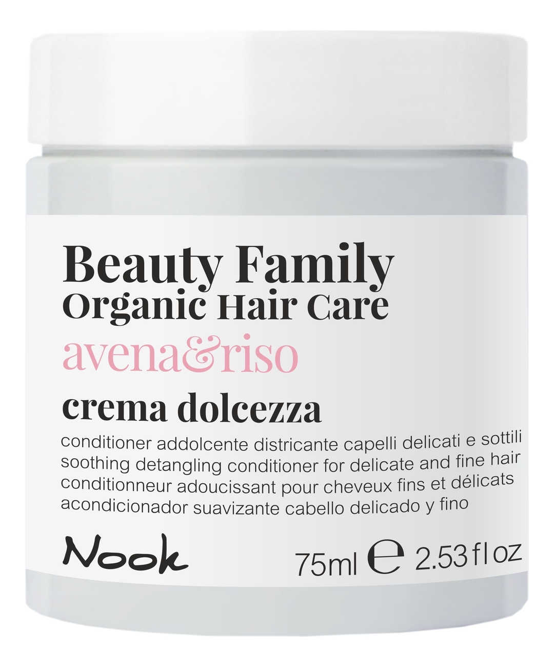 Успокаивающий крем-кондиционер для ломких и тонких волос Beauty Family Crema Dolcezza Avena & Riso: Крем-кондиционер 75мл