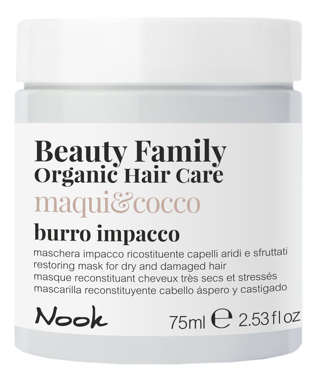 Восстанавливающая маска для сухих и поврежденных волос Beauty Family Burro Impacco Maqui & Cocco: Маска 75мл nook маска burro impacco maqui