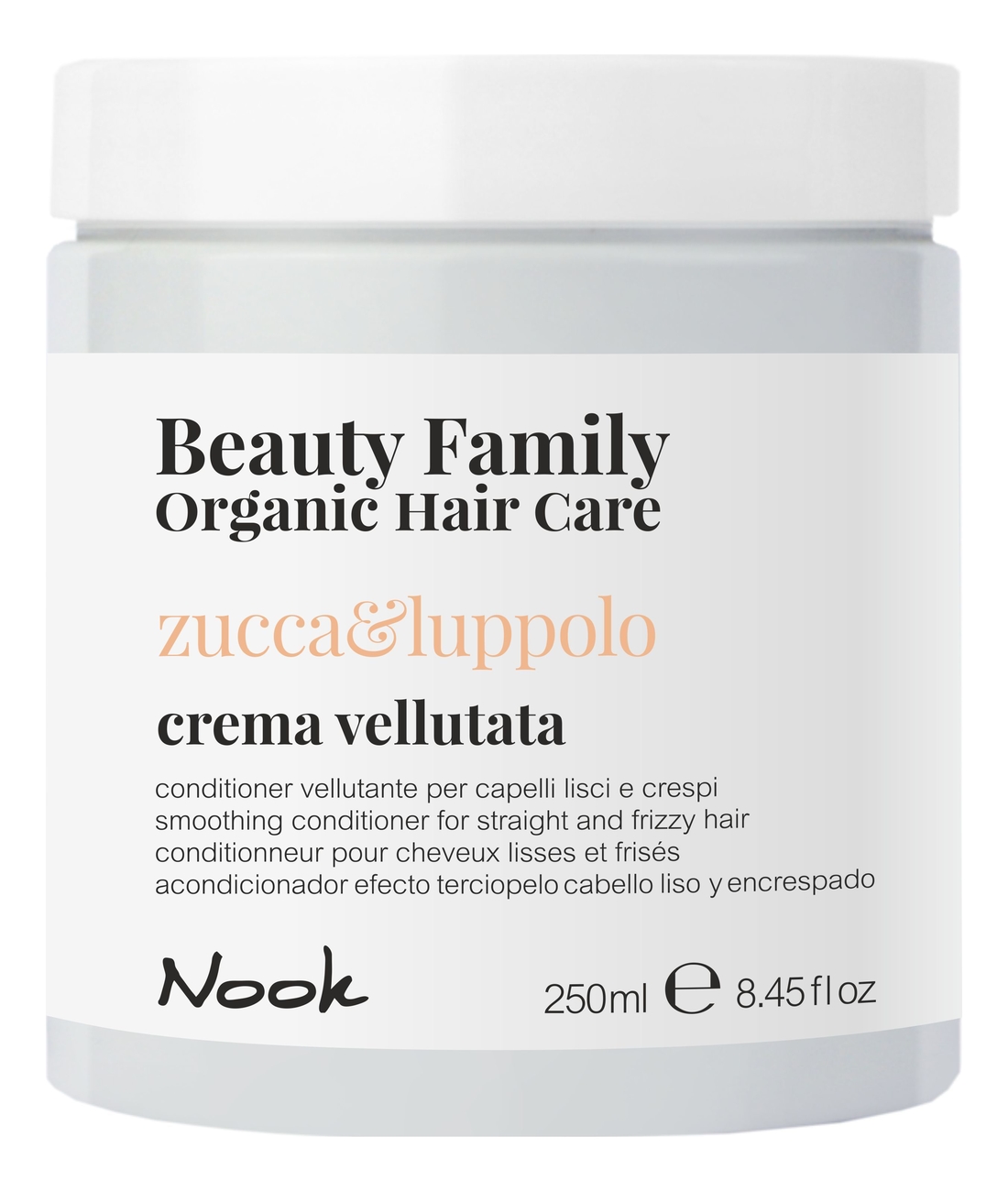 Разглаживающий крем-кондиционер для прямых и вьющихся волос Beauty Family Crema Vellutata Zucca & Luppolo: Крем-кондиционер 250мл