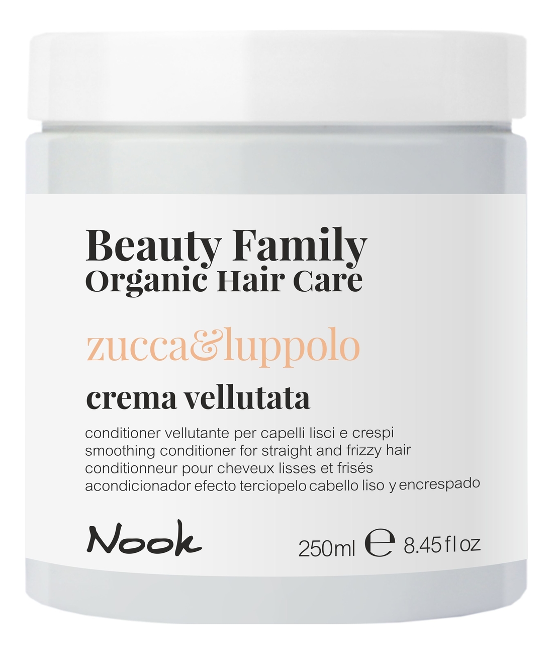 Разглаживающий крем-кондиционер для прямых и вьющихся волос Beauty Family Crema Vellutata Zucca & Luppolo: Крем-кондиционер 250мл разглаживающий шампунь для прямых и вьющихся волос beauty family shampoo zucca