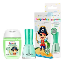 Limoni Набор Bambini No16 (лак для ногтей Некусайка Пират 7мл + гель для рук с зеленым чаем 30мл)