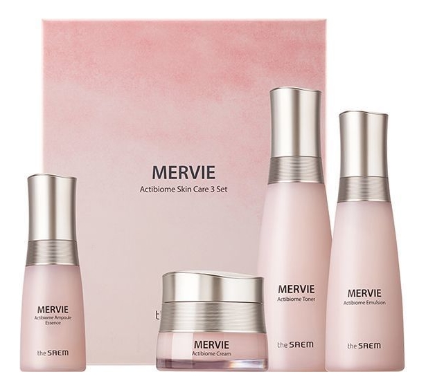 Набор для лица с пробиотиками Mervie Actibiome Skin Care (тонер 150мл + эмульсия 130мл + эссенция 50мл + крем 50мл) набор для лица с пробиотиками mervie actibiome skin care тонер 150мл эмульсия 130мл эссенция 50мл крем 50мл