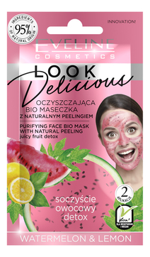 Bio маска для лица с натуральным скрабом Арбуз и лимон Look Delicious Watermelon & Lemon Mask 10мл