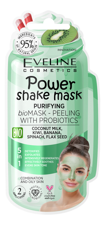 

Bio маска-пилинг для лица с пробиотиками Очищающая Power Shake Mask Purifying 10мл: Маска 1шт, Bio маска-пилинг для лица с пробиотиками Очищающая Power Shake Mask Purifying 10мл