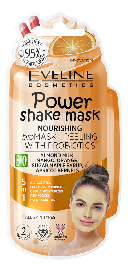 Bio маска-пилинг для лица с пробиотиками Питательная Power Shake Mask Nourishing 10мл: Маска 1шт eveline питательная маска пилинг для лица power shake 10 мл
