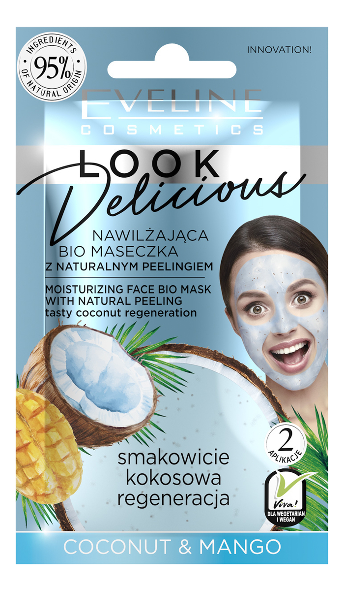 Купить Bio маска для лица с натуральным скрабом Кокос и манго Look Delicious Coconut & Mango Mask 10мл, Bio маска для лица с натуральным скрабом Кокос и манго Look Delicious Coconut & Mango Mask 10мл, Eveline