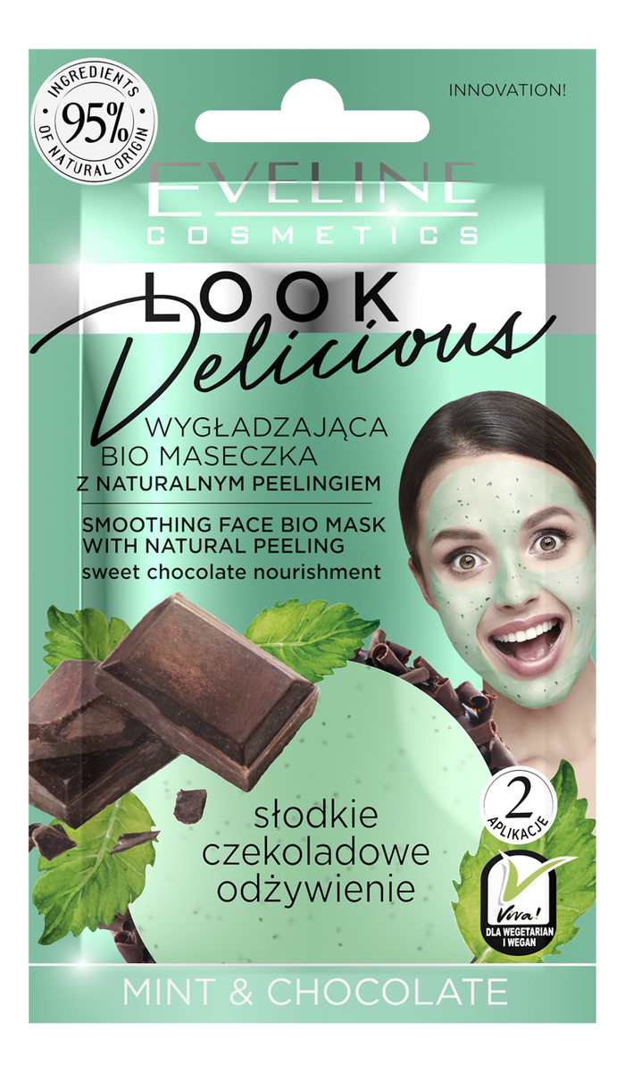 

Bio маска для лица с натуральным скрабом Мята и шоколад Look Delicious Mint & Chocolate Mask 10мл: Маска 1шт, Bio маска для лица с натуральным скрабом Мята и шоколад Look Delicious Mint & Chocolate Mask 10мл