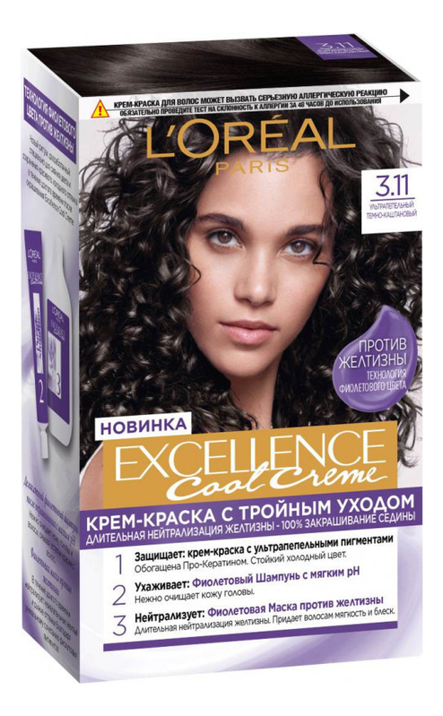 

Крем-краска для волос Excellence Creme 270мл: 3.11 Темный каштан, Крем-краска для волос Excellence Creme 270мл