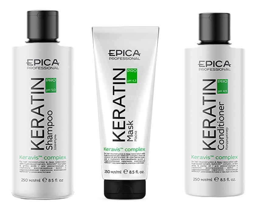 

Набор для волос Keratin Pro (шампунь 250мл + кондиционер 250мл + маска 250мл)