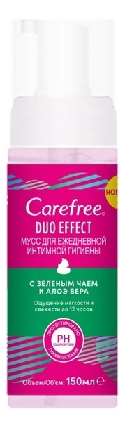 

Мусс для ежедневной интимной гигиены с зеленым чаем и алоэ вера Duo Effect 150мл