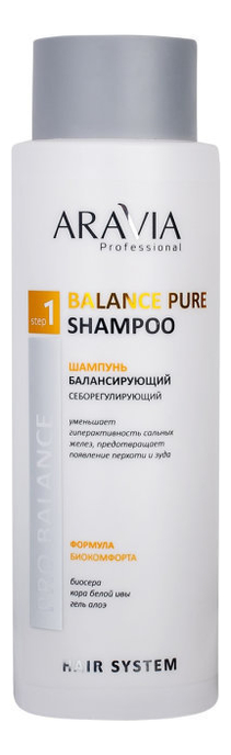 шампунь для волос aravia professional шампунь балансирующий себорегулирующий pro balance balance pure shampoo Балансирующий себорегулирующий шампунь для волос Professional Balance Pure Shampoo 420мл